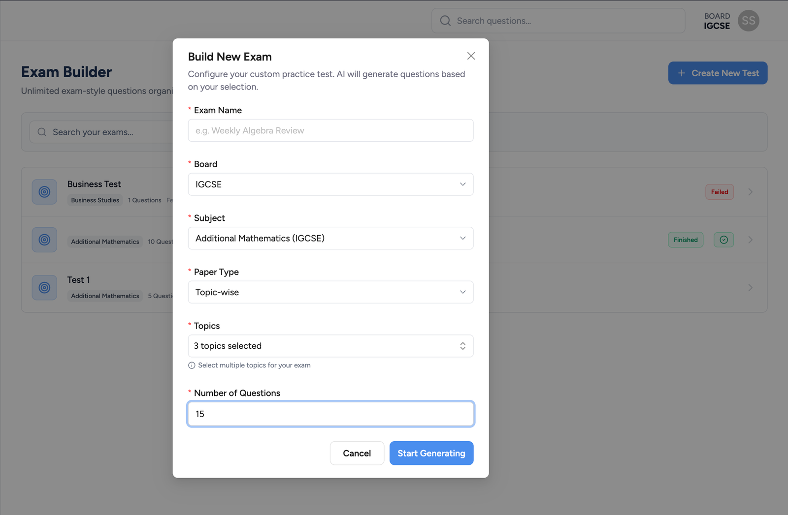 Exam Builder (Coming Soon)